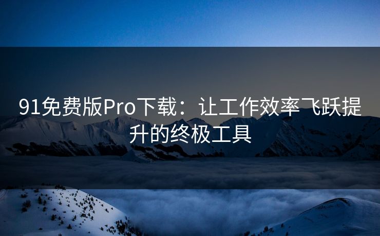 91免费版Pro下载：让工作效率飞跃提升的终极工具