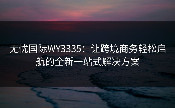 无忧国际WY3335：让跨境商务轻松启航的全新一站式解决方案