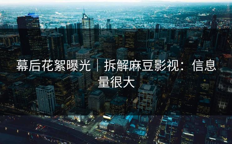 幕后花絮曝光|拆解麻豆影视:信息量很大 幕后花絮曝光|拆解麻豆影视:信息量很大